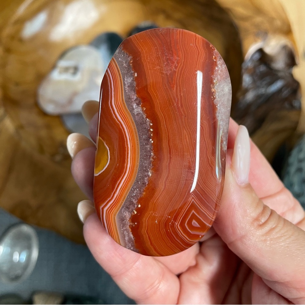 Polished Red-Orange Agate Palm Stone carnelian